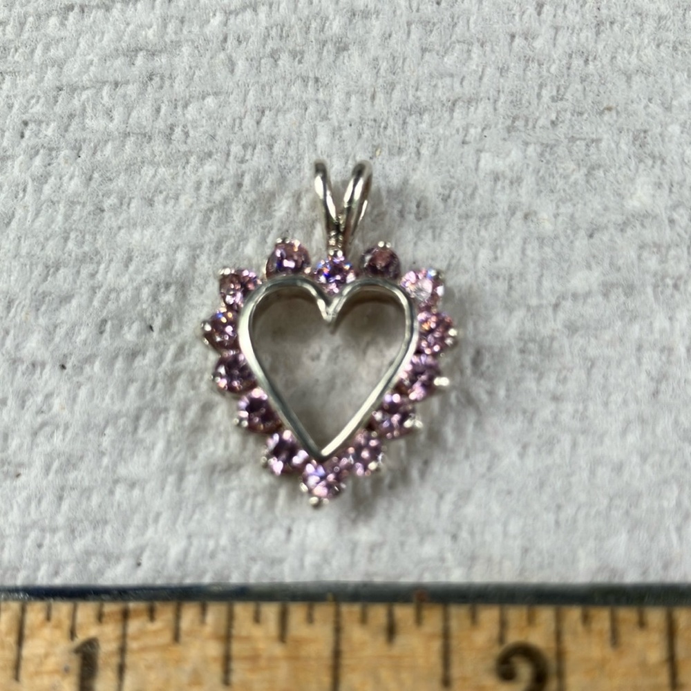 Darling Slilver Unlimited Heart-Shaped Sterling Silver and Pink Sapphire Pendant